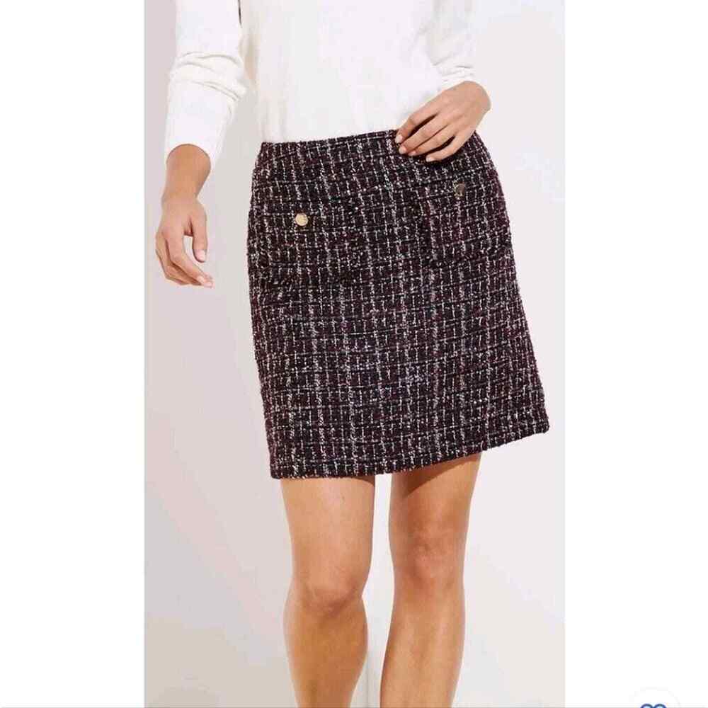 Ann Taylor LOFT Boucle Pocket Shift Skirt Size 12 Classic Plum new!!!